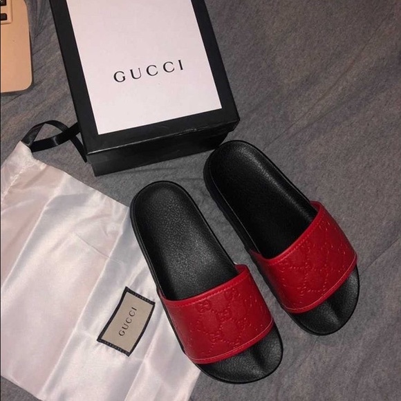 gucci slides red and black